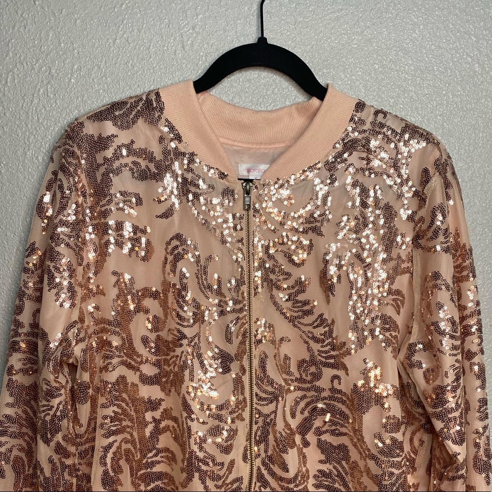 Blush Pink Sequin Bomber Jacket